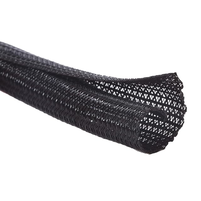 Coil of black split cable sleeving with wires loaded into it