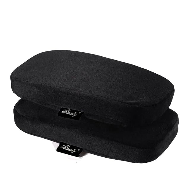 Aloudy 11 inch memory foam armrest pillows in black velvet on a chair