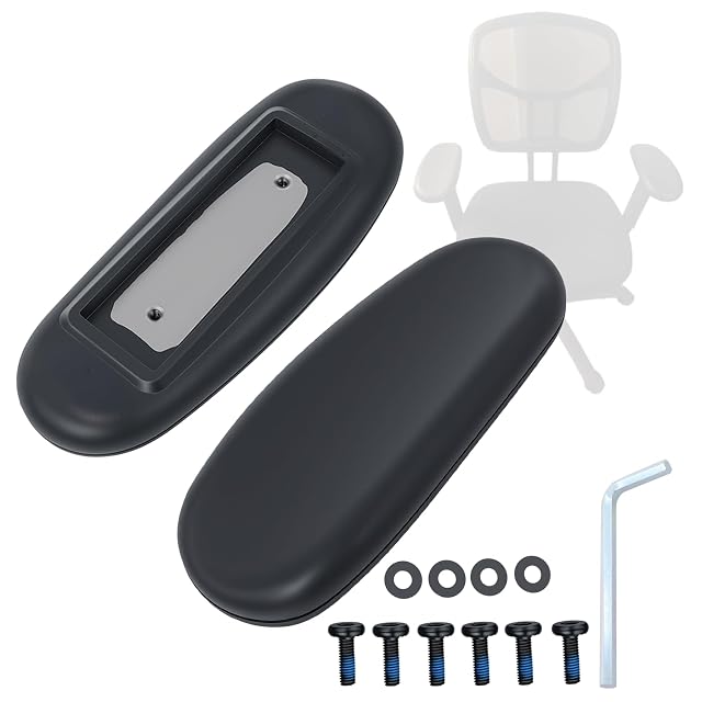Pair of Ketofa black PU chair arm pads with their mounting screws