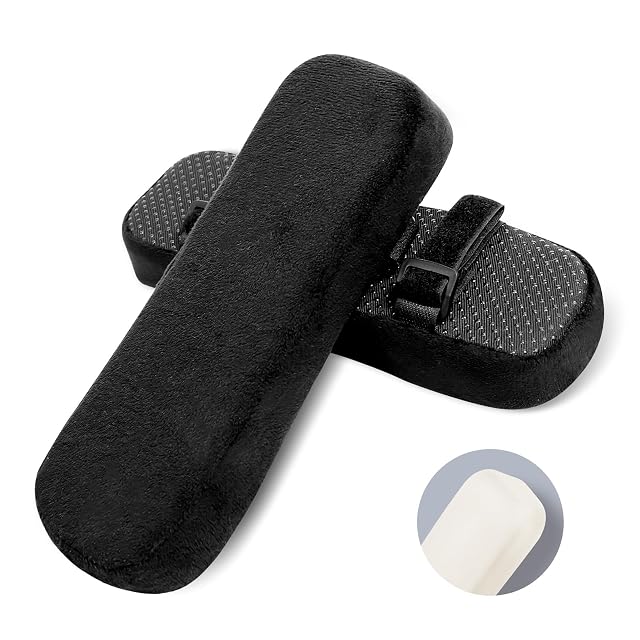ZNCMRR memory foam armrest pads with long velcro straps on a chair arm