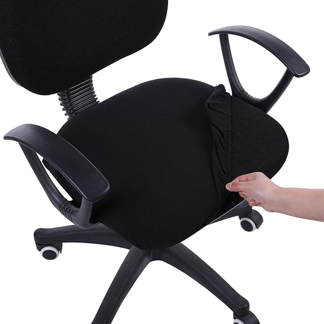 Smiry jacquard stretch seat cover fitted over an office chair seat