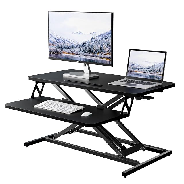 ERGOMAKER standing desk converter with keyboard tray