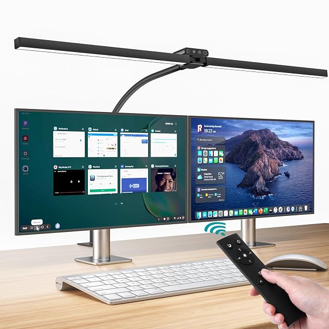 vatato dual-head LED desk lamp illuminating a wide desk