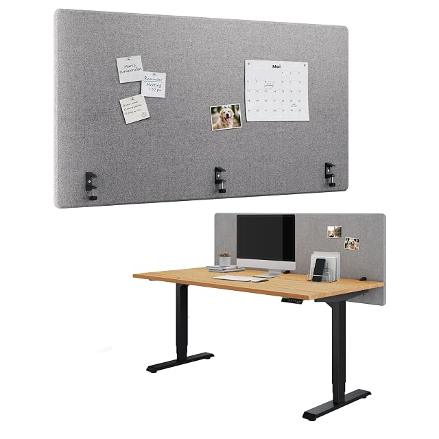 Ergotopia acoustic desk divider panel with sticky notes attached