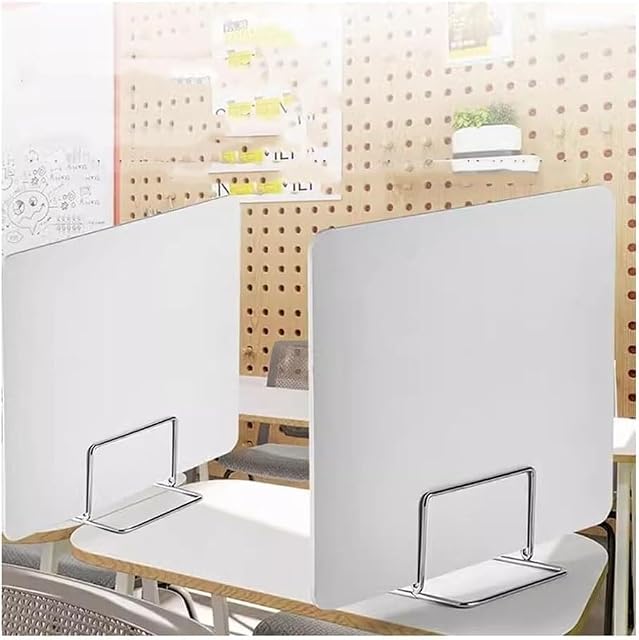 Kanduo opaque grey PVC desk divider panel mounted on a desk edge