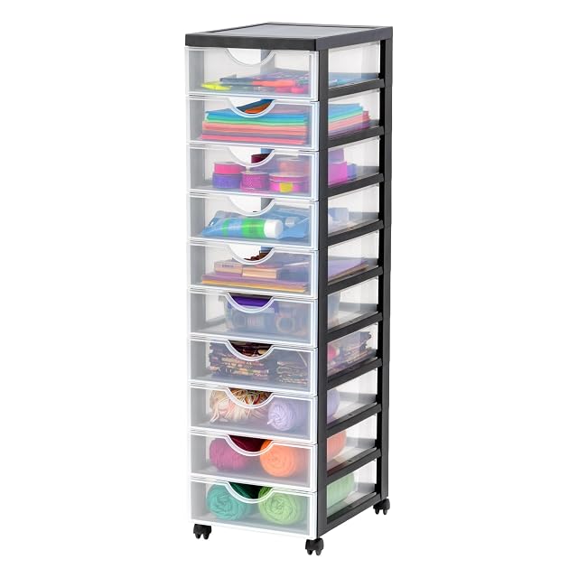 Iris Ohyama plastic storage tower with 10 drawers