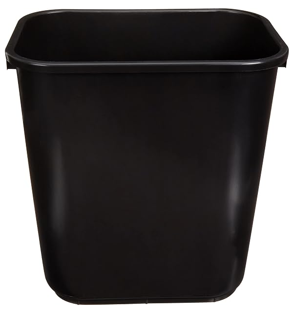 Two Amazon Basics black rectangular 7-gallon wastebaskets