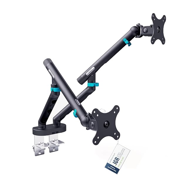 DIGITUS dual monitor mount holding two large screens
