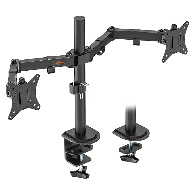 VonHaus steel dual monitor mount holding two screens