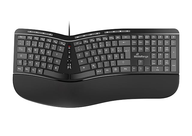 MediaRange wired ergonomic keyboard with German QWERTZ layout