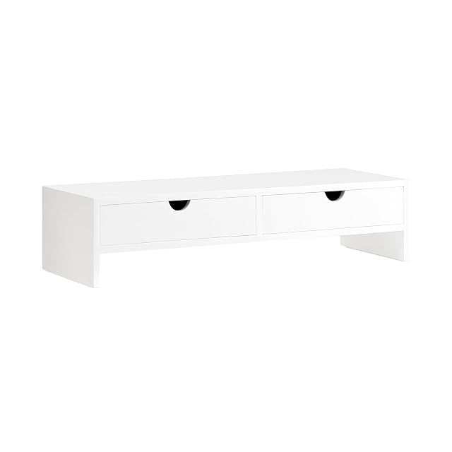 SoBuy wood-finish monitor stand with two drawers