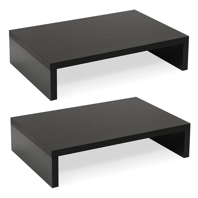 Two TEAMIX MDF monitor risers, one pair side by side and one stacked
