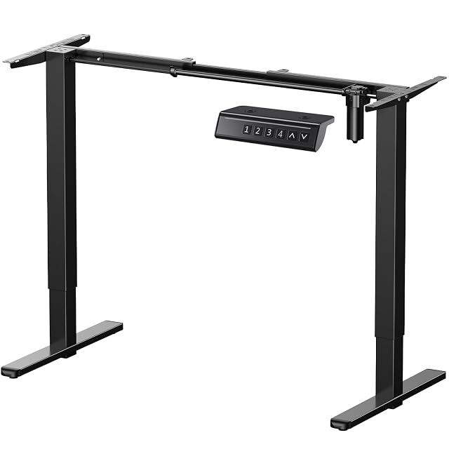 ErGear electric standing desk frame without a desktop, at full height