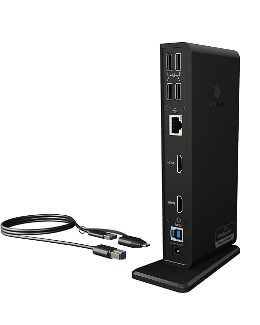 ICY BOX docking station connected to two monitors