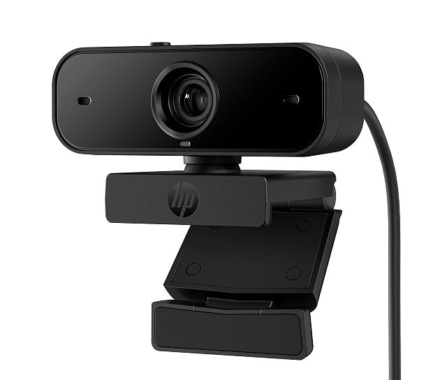 HP 1080P webcam with privacy shutter mounted on a monitor